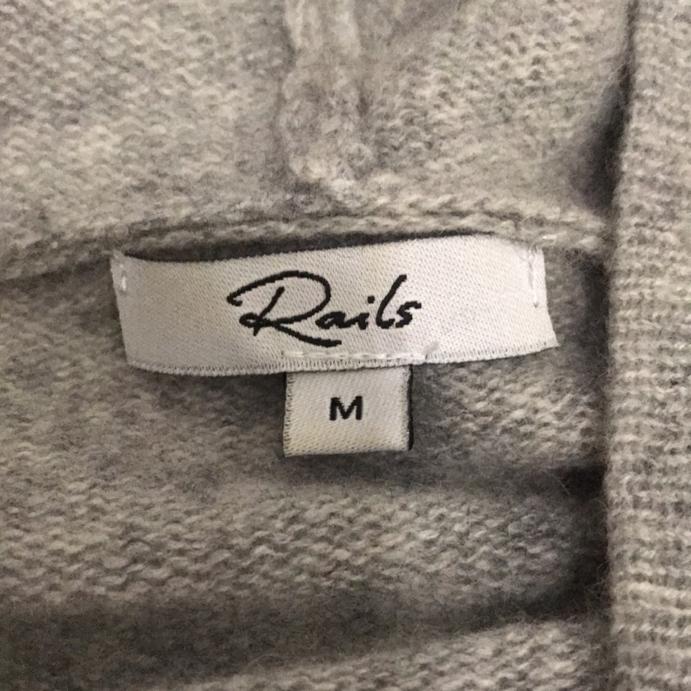 Rails Cashmere Cozy Grey Tie-Neck Hoodie Sweater Size M - Picture 5 of 5